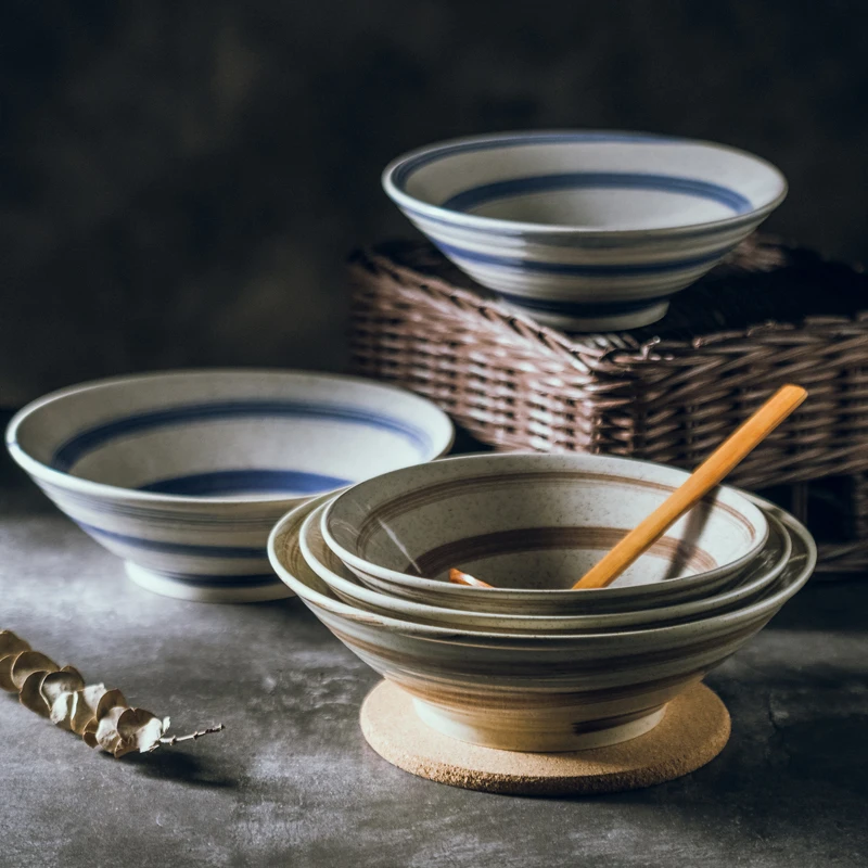 Japan style ceramic bowls set salad bowls ramen soup bowl
