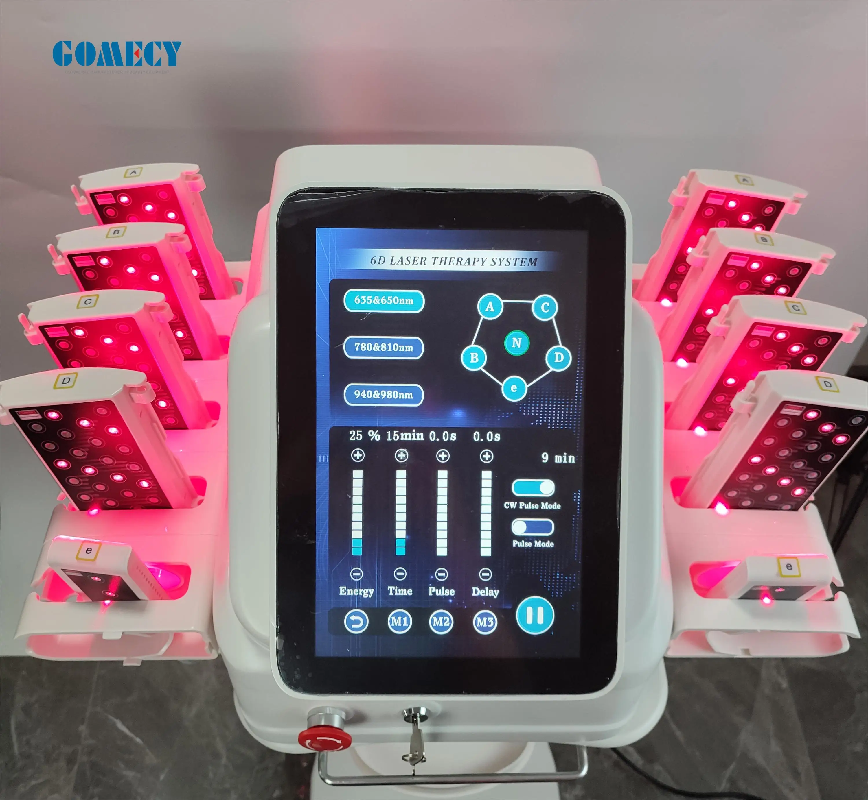 6D Lipo Laser Slimming Machine With 16 Pads 635nm 650nm 780nm 810nm 940nm 980nm Diode laser light therapy machine