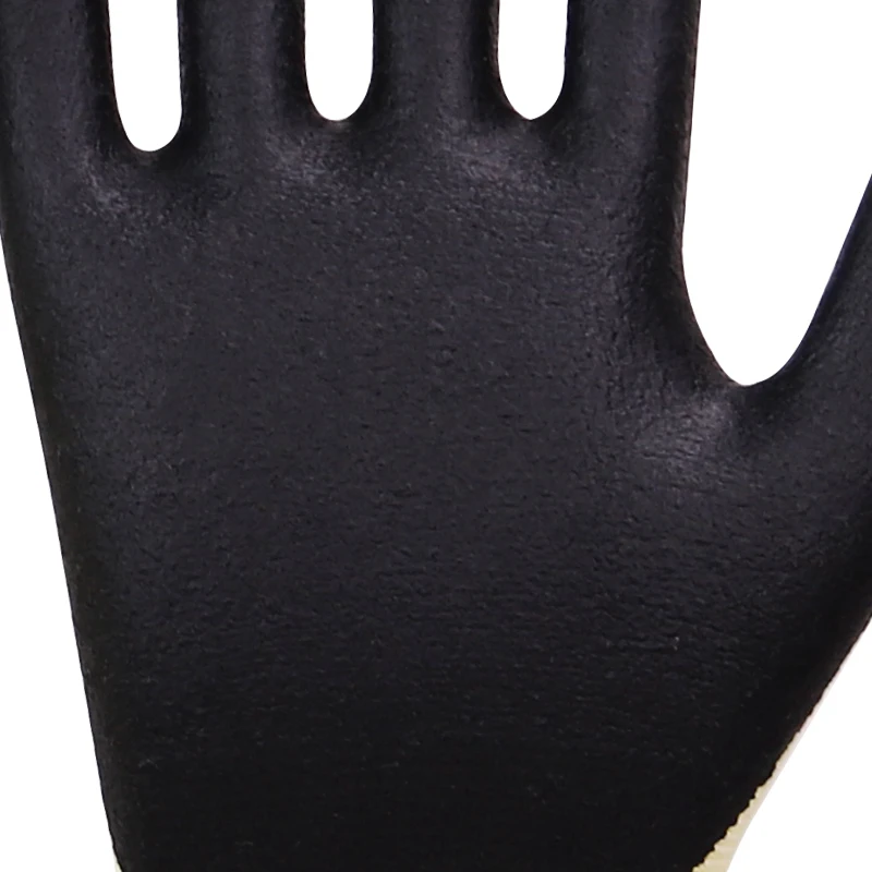 Factory wholesale Kevlar Latin nitrile layer gloves, black genuine foam work gloves, safety construction gloves