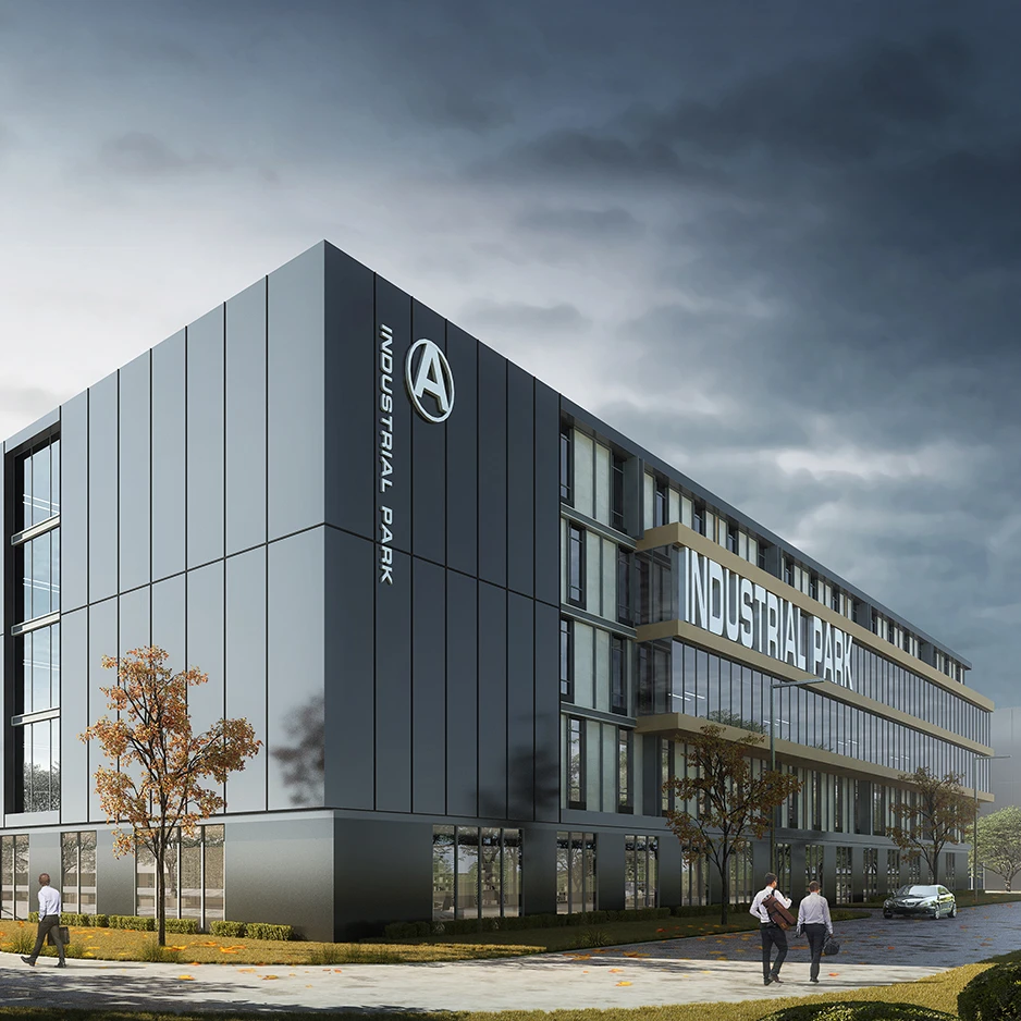 High Definition Architecture Exterior Rendering for Pujiang Iron Bull with a Bird View