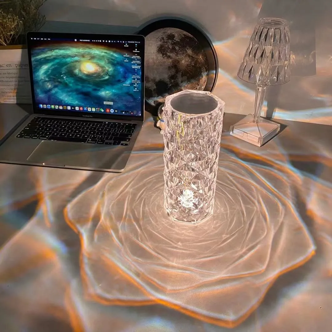 Перезаряжаемая портативная прикроватная лампа Crystal Rose настольная для гостиной спальни