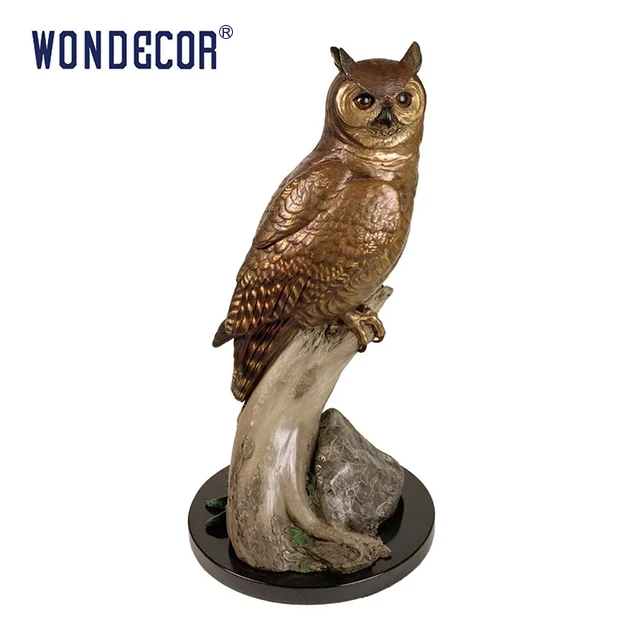 Wondecor Customized factory direct sales modern indoor and outdoor life size metal animal art big horn owl copper sculpture
