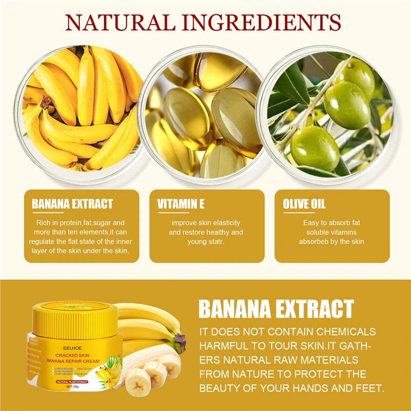 EELHOE cracked skin banana repair cream hand feet moisturizing heel cleft palate crack bleeding dry itches repairing cream