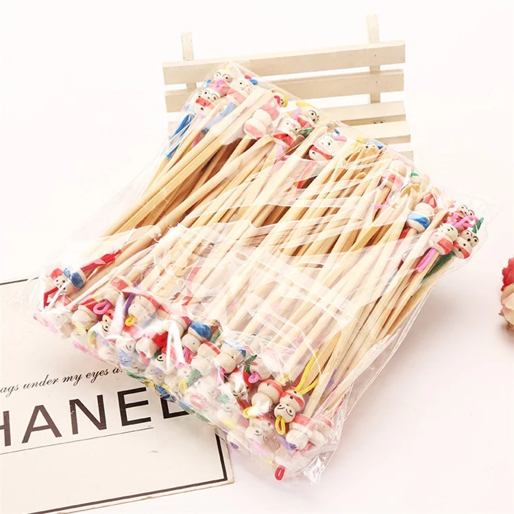 Assorted Colors Oriental Doll Decoration Earpick Ear Cleaner Bamboo