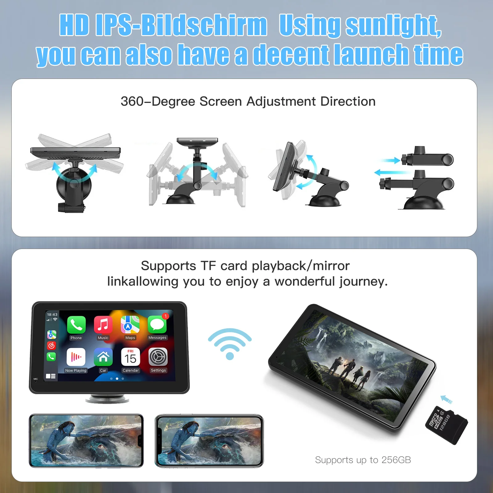 HD Display 7 Inch Dual Din Car Stereo Autoradio Head Unit Car Audio Multimedia Android CarPlay