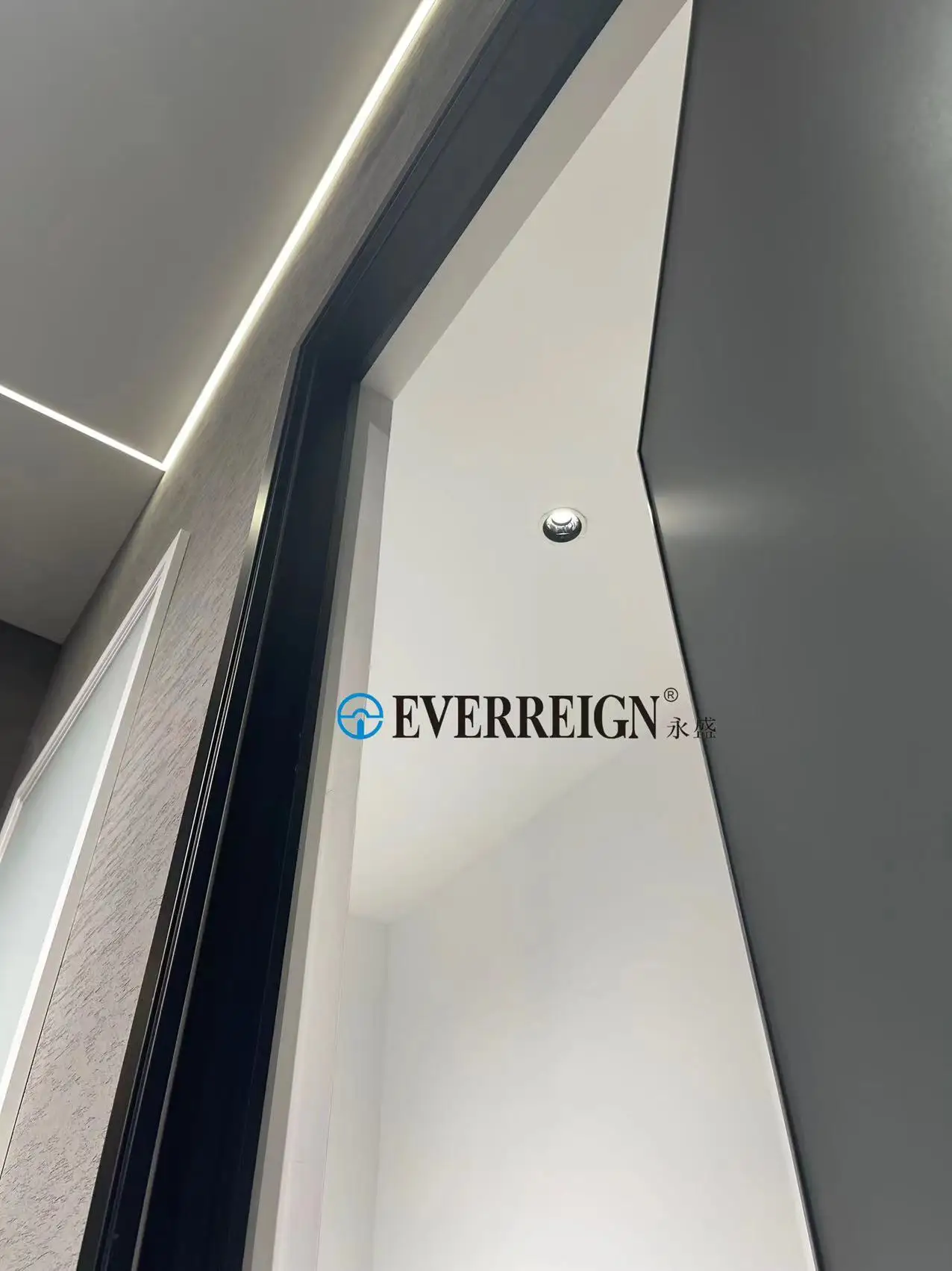 Minimalist narrow frame aluminum sliding glass door swing door bathroom Hidden frame