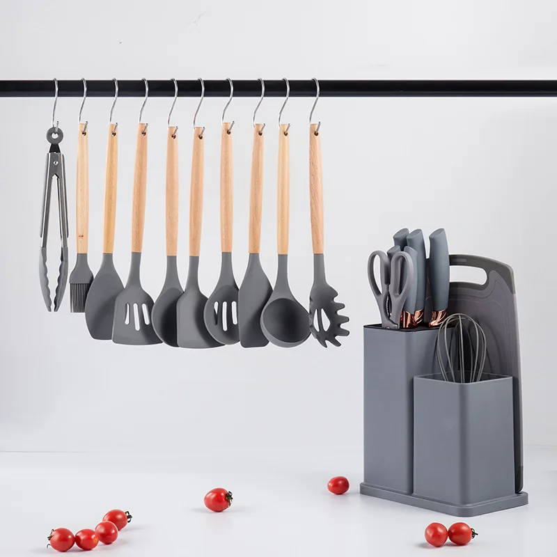 High Quality 19pcs  Kitchen Tools Non-Stick Cookware Sets With Barrel