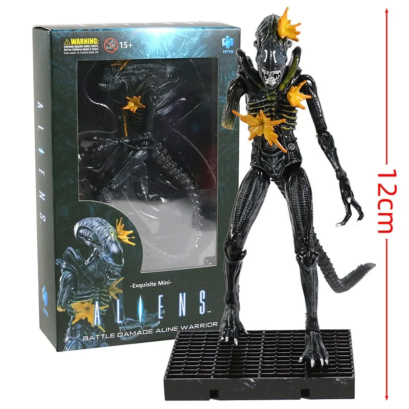 free shipping action figure collection 12CM Hiya 1/18 Scale Predator Headshot Battle Damage Alien Warrior Mini Action Figure Toy