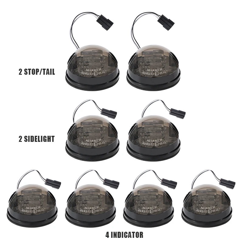 8PCs Smoke For Land Rover 90/110 83-90 Defender 90-16 Led Upgrade Kit Lamp Replace Front Rear Indicator