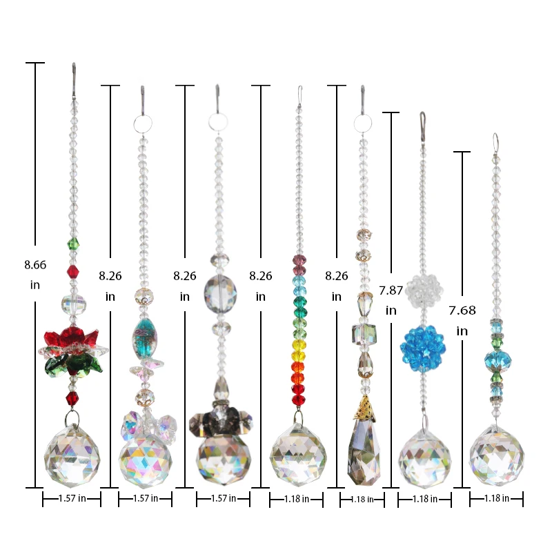
2021 hot sale colorful crystal glass pendant chandelier daylight prism prism hanging decoration octagonal chakra home office 