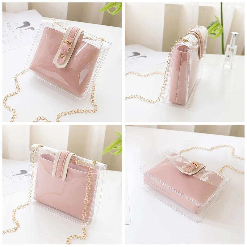 
Casual Transparent PVC Jelly Shoulder bags for Women Travel Handbags Crossbody Mobile Phone Change Purse 