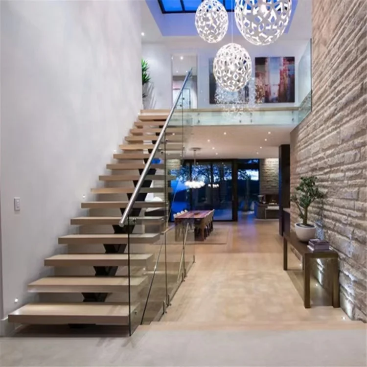 Modern design indoor stairs fiberglass structure stairs wooden stairs