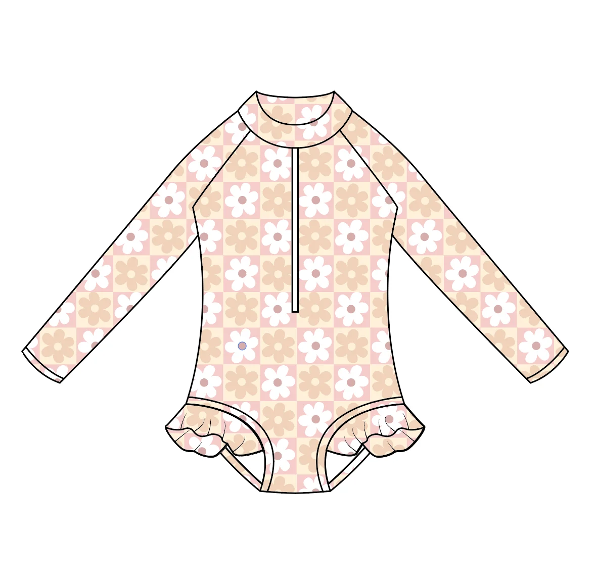 OEM Custom long sleeve swimsuit one piece lovely baby girls swimwear