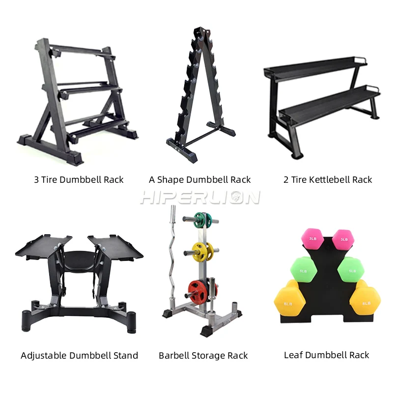 Round Large Fitness Gym Equipment Hex Dumbbell Set 3 Tier Commercial Gym Use Adjustable Weight Dumbbell Storage Rack Stand