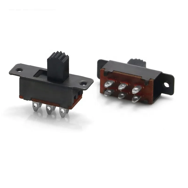 2P2T Vertical Slide Switch 6PIN Slide Switch With Solder Terminal