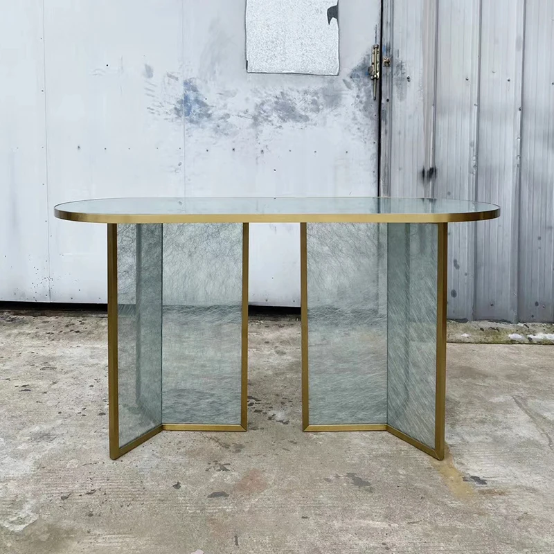 Fashionable Popular Oval-shaped Glass Dining Table For Dining Room