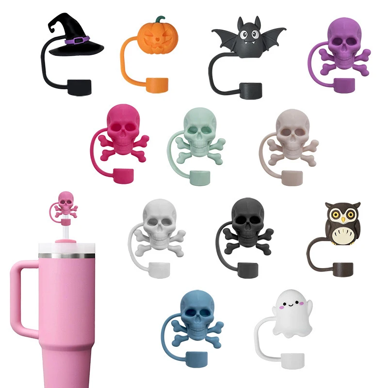 Halloween Straw Toppers Custom 3D Food Grade Silicon High Quality Straw Toppers