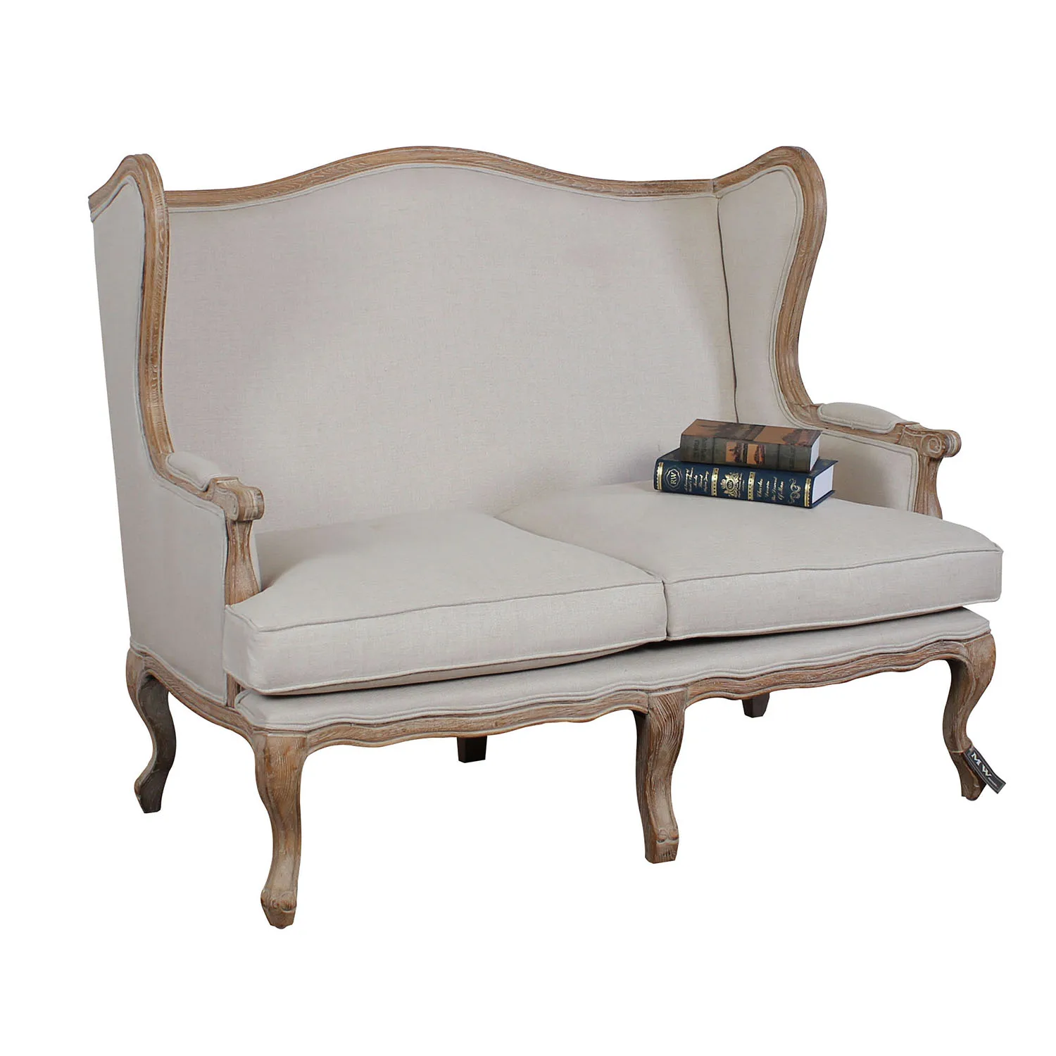 MRS WOODS Oak wood frame classic french style sofa for event antique fabric sofa