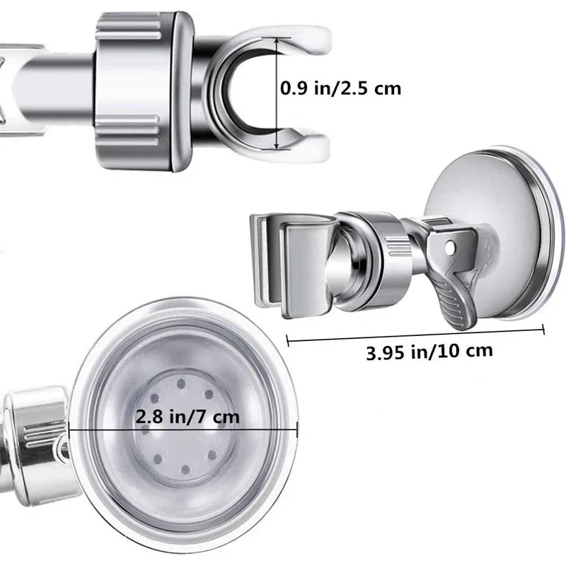 Universal Adjustable Hand Shower Holder Suction Cup Holder Full Plating Shower Rail Head Holder