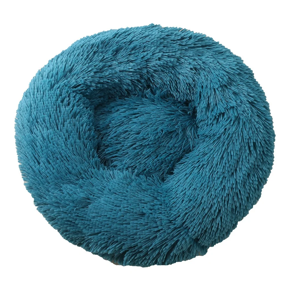 wholesale manufacturer soft luxury plush pet cushion round cat dog bed pet furniture