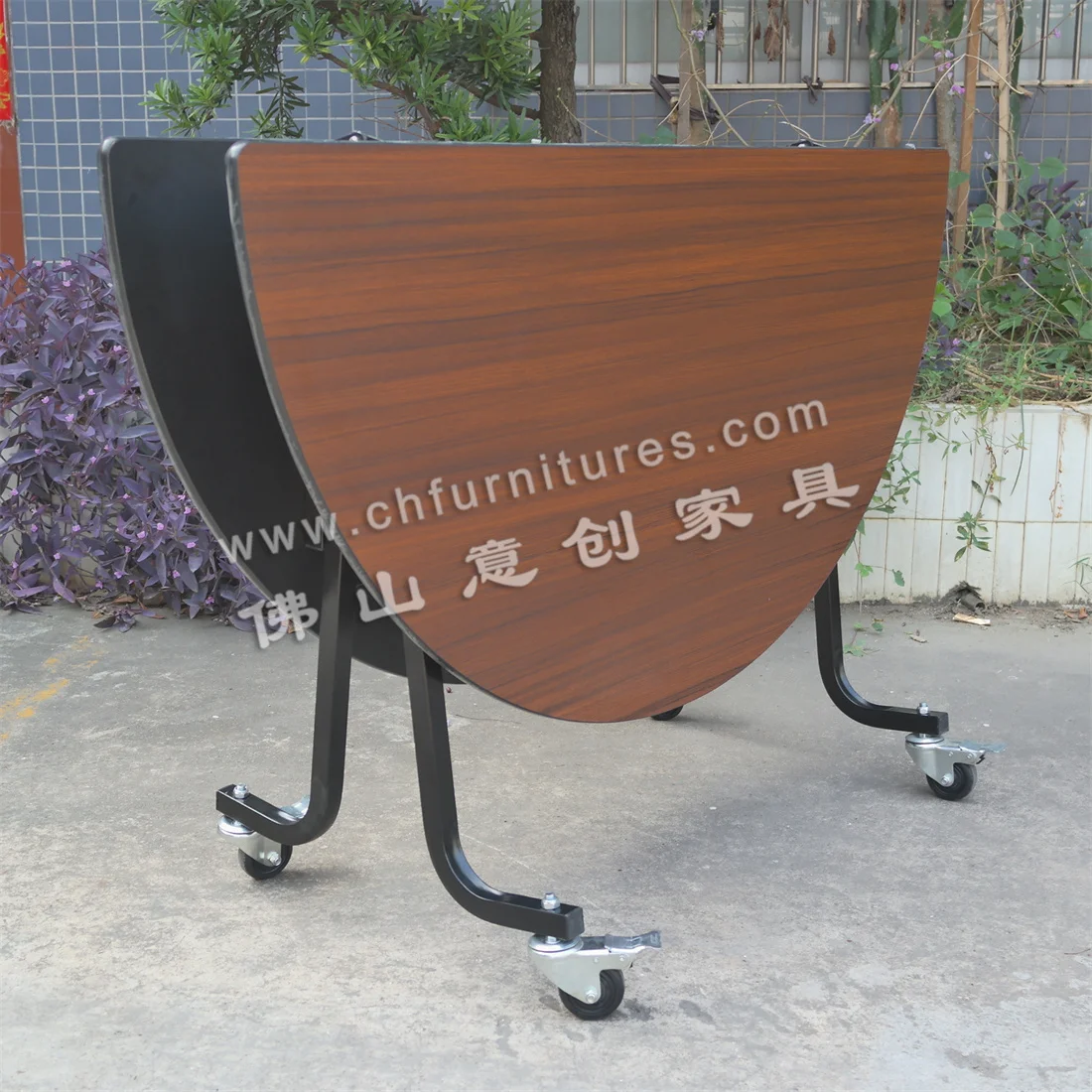 Manufacturer buffet table HPL metal folding hotel banquet tables with roller