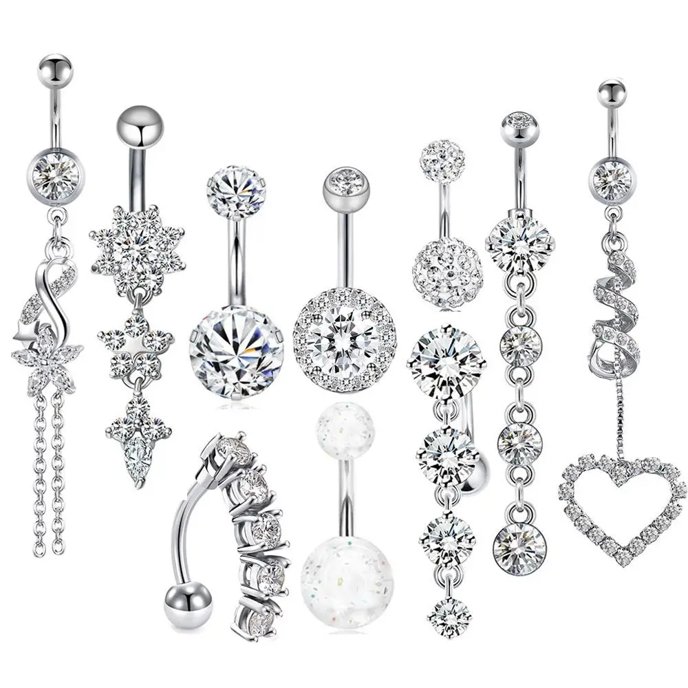 Wholesale navel button ringS medical surgery stainless steel circular barbell internal thread high quality piercing navel ring