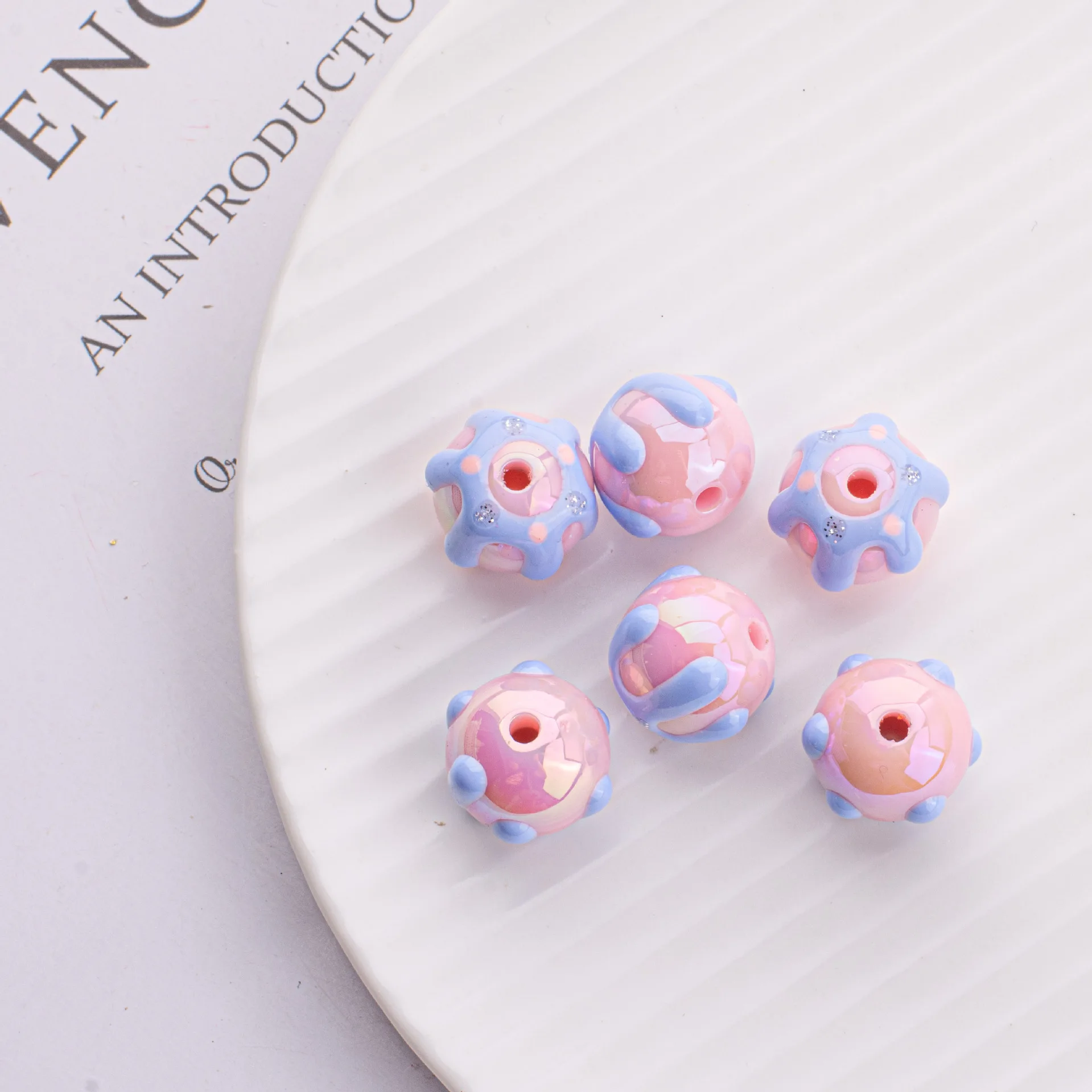 JC New design hand painted round beads 16mm manual drawing kawaii hand painted beads for jewelry making