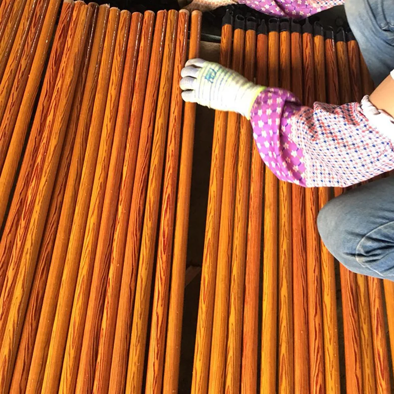 Indian Style Broom Mop with PVC Coated Wooden Stick  for Home Use  Broom Head Made PET  Straight Cut Bottom End Available Colors