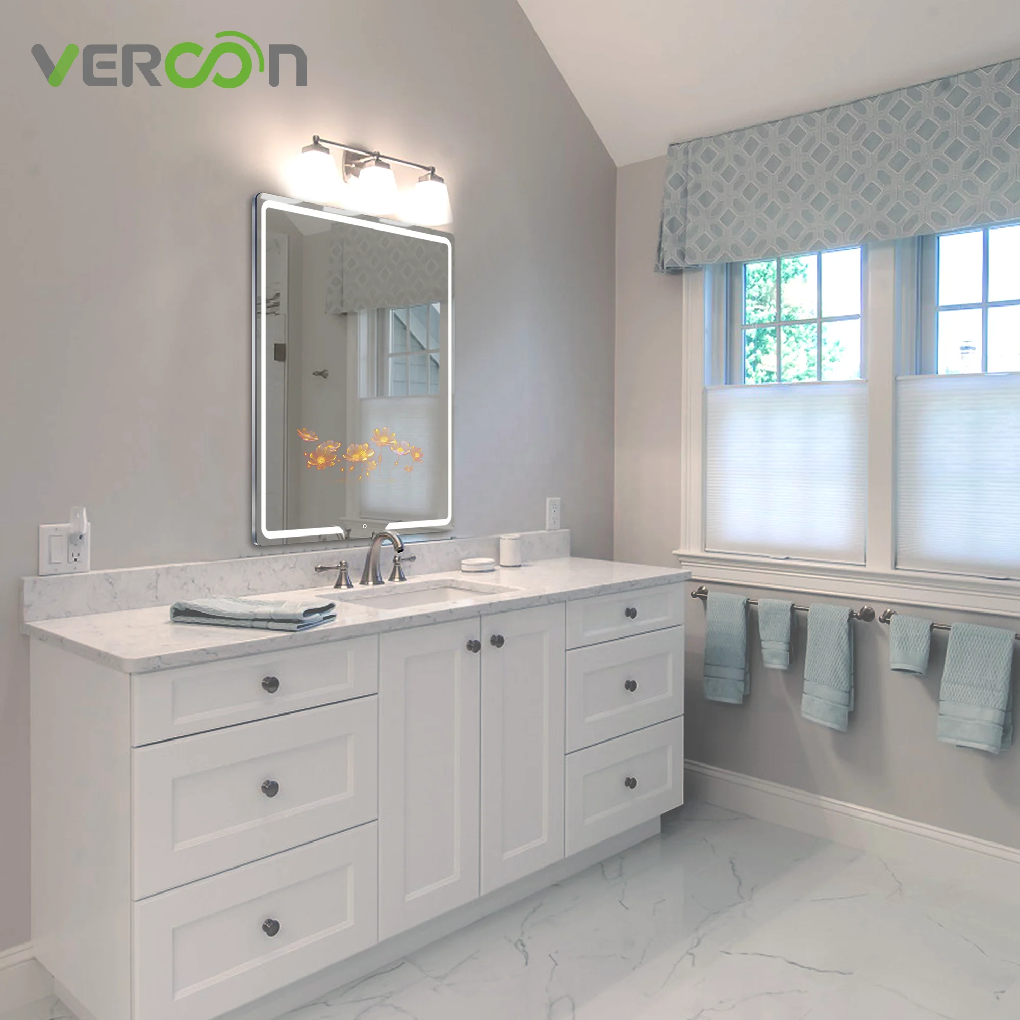 21.5inch smart bathroom mirror LED lighting mirror with Android 11 smart system bluetooth music and video display