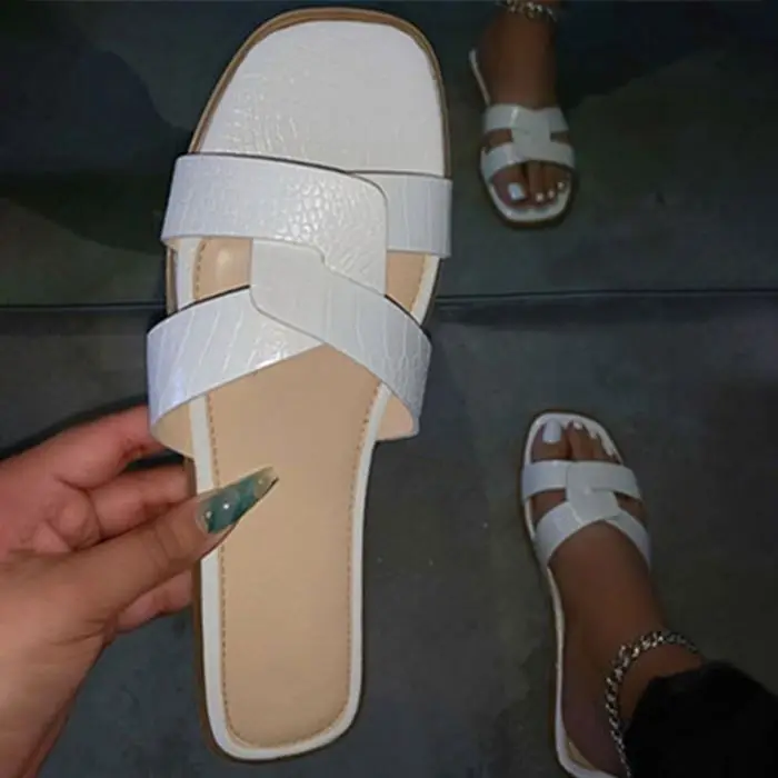 Slide Sandal Summer Single Footwear Fur Pu Shoes Pvc Plastic Cute Slipper Woman