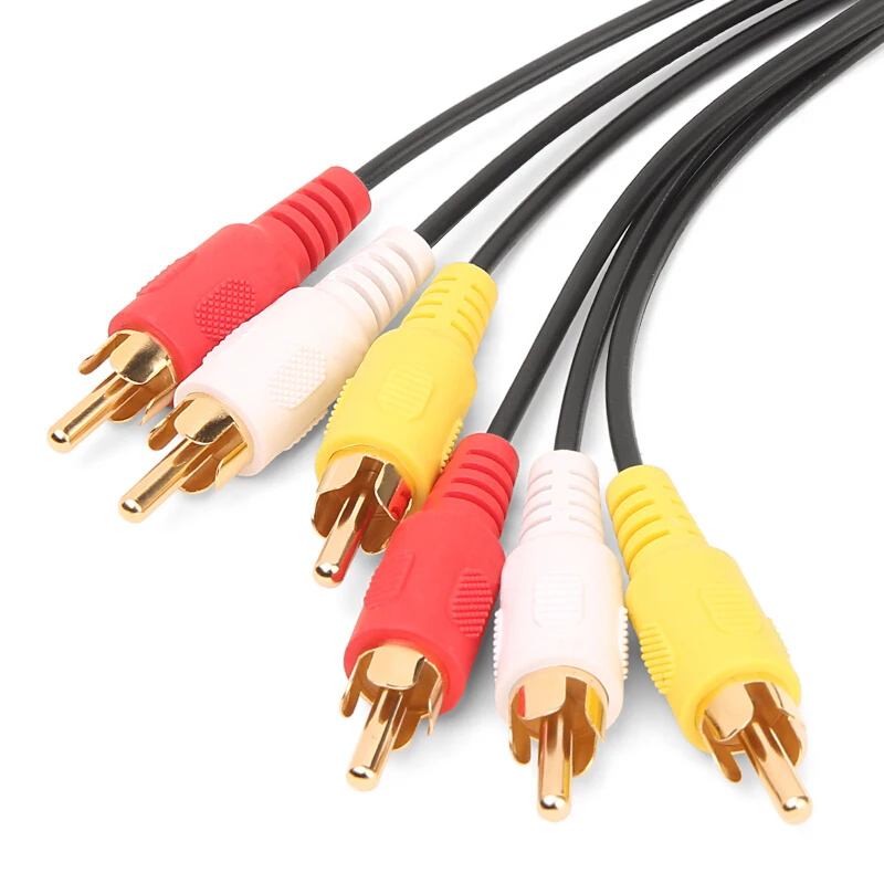 3.5mm 3rca Av Cable Wholesale The Video Cabel Connectors Plug With Ground Wire To Male Plug Rca Cable