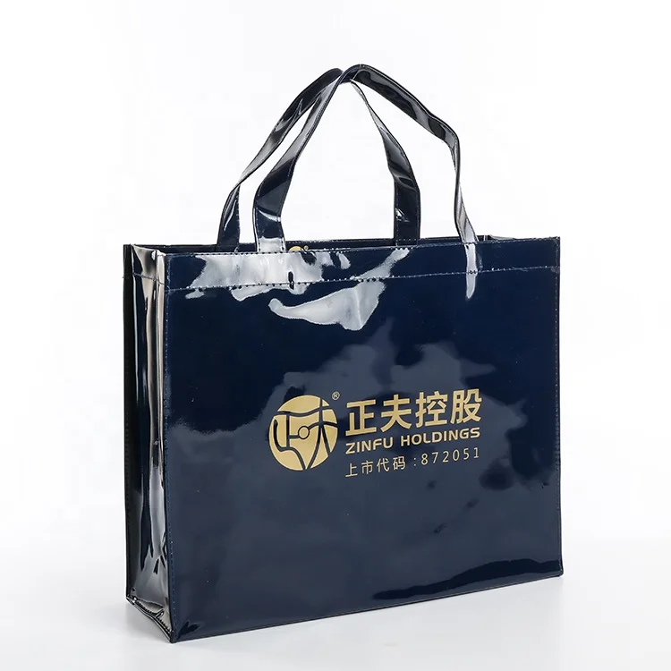 Wholesale waterproof black vinyl mirror pvc women tote bag custom pvc shopping promotional bags with logo