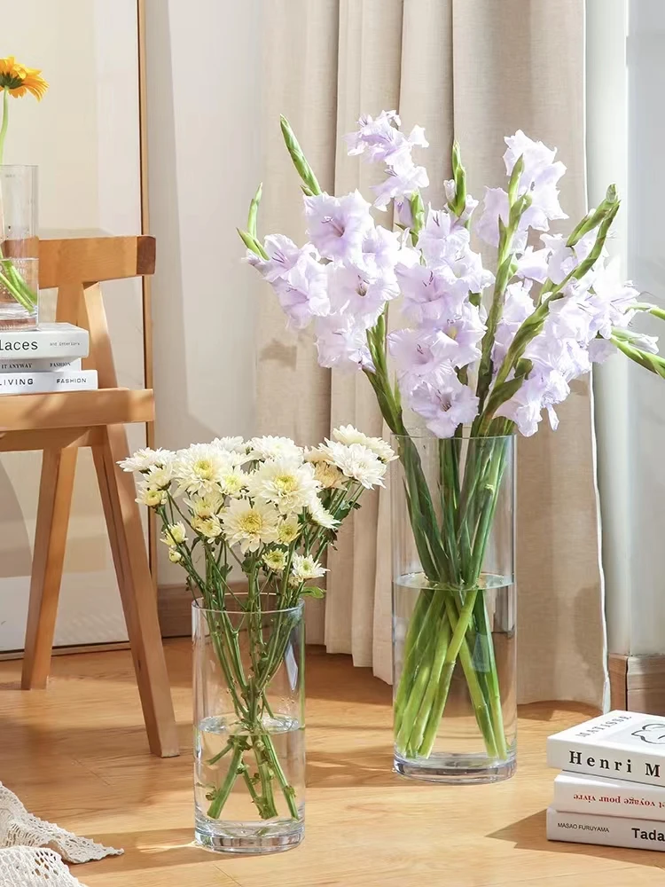 Glass vase bulk cylinder Flower home Decor glass flower pot decoration long Clear wholesale Wedding Plant glass Vase for flowers