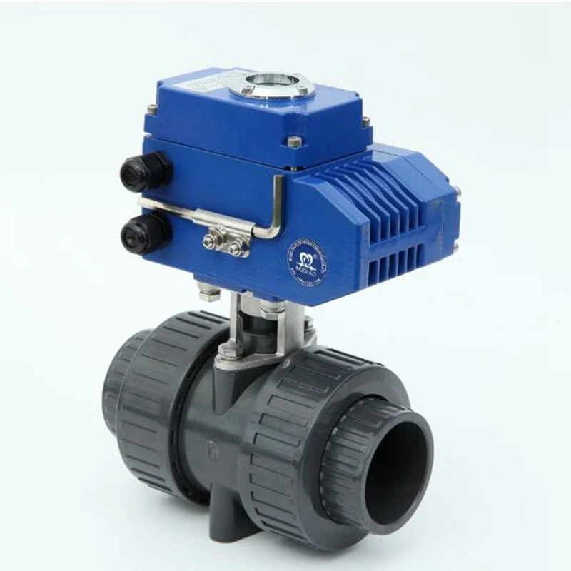 1/2in-4in 12v 24v pvc rotary actuator electric valve electric motorized remote control  two ways straight type plastic UPVC ball