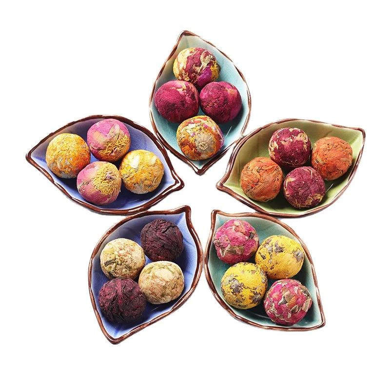 2022 Hot Selling Puer Tea Ball 6 Flavors Detox Handmade Blooming Flower Natural Puerh Tea Ball