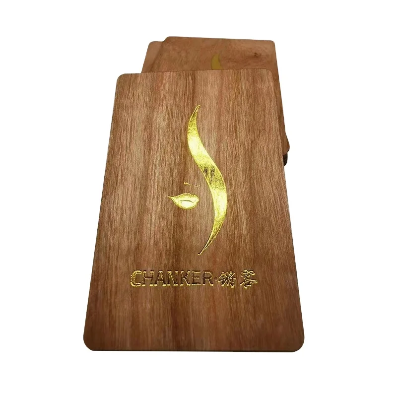 Both Side Engraving Hallow Out Design Full Color Printing Natural Wooden Material Business Cards