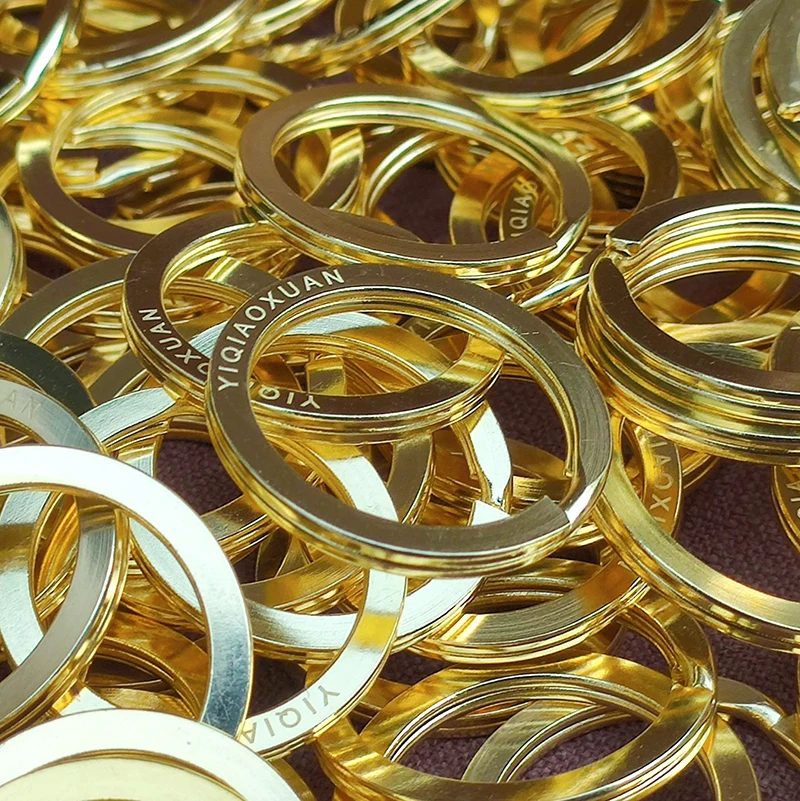 solid brass flat wire engraved logo keyholder solid brass split keyring hardware holder