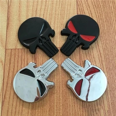 Customized Car Styling 3D Sun-proof Stickers Metal Punisher Emblem Decal Badge Car Waterproof Sticker Auto Black Sliver