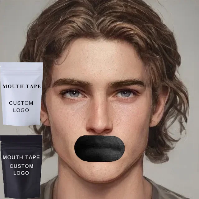 2024 Hlk Snoring Mouthtape Black Hostage Cotton Sleep Strips Patch Mouth Tape For Sleeping