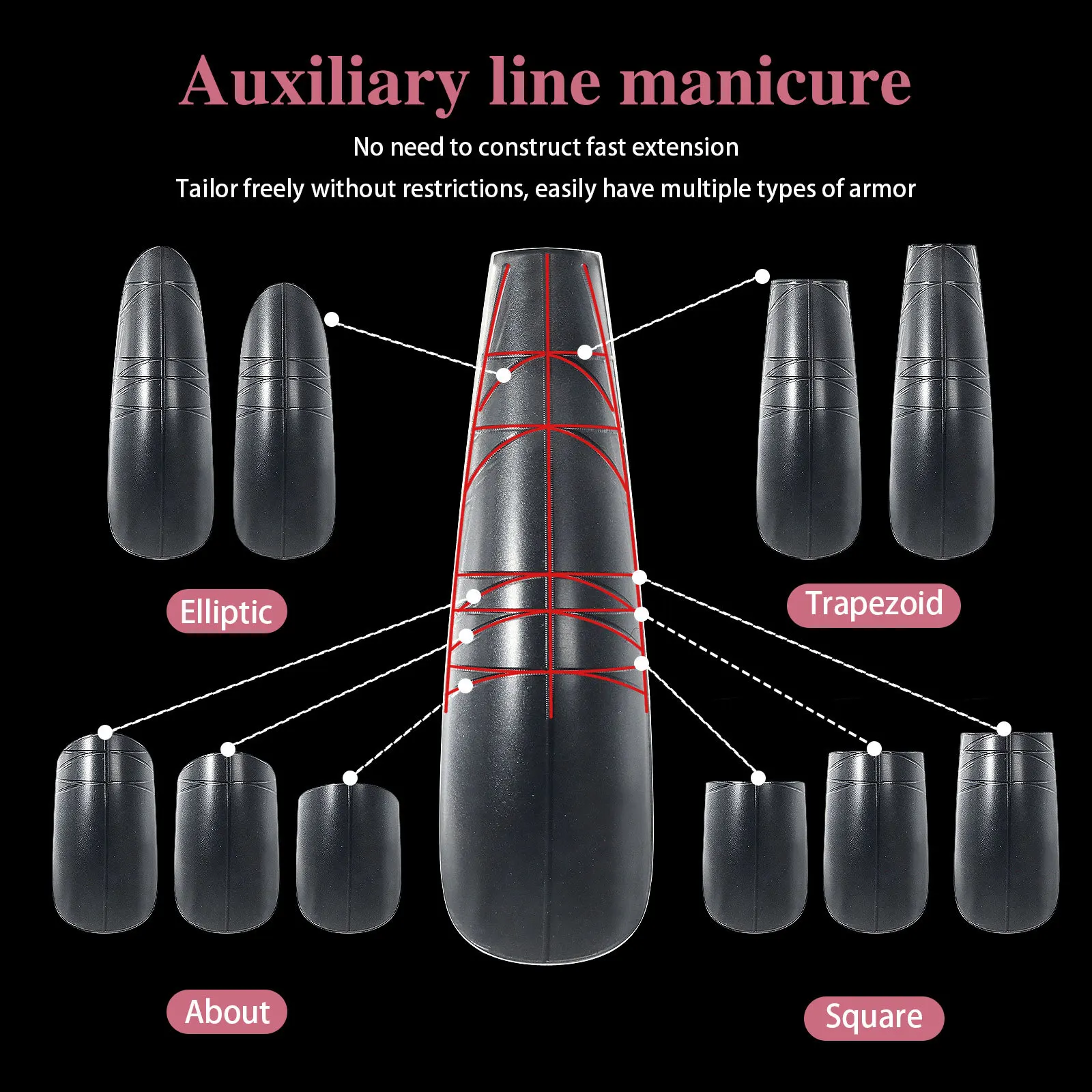 New Ultra-Thin Invisible Scale Line Nail Tips with No Carving or Grinding Required Full and Half Stick Nail Extension Strips
