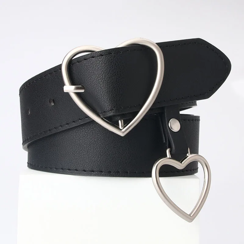 Wholesale New Design  PU leather Gold Buckle Women Fashion Heart Belt