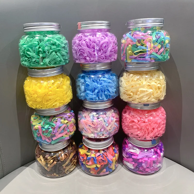 400pcs/box Candy color high stretch hair ties thickened rubber bands for children