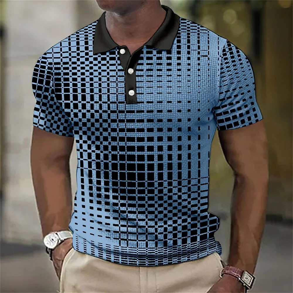 2024 Wholesale Cyber Digital Pattern Polo T-shirt Short Sleeve Cotton/ Polyester Polo Shirts For Men
