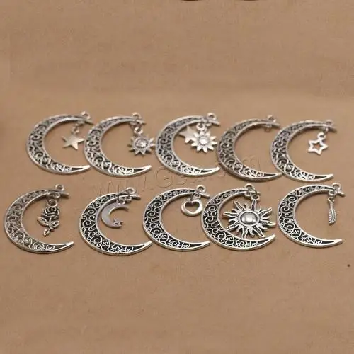 antique silver color plated DIY Zinc Alloy Hollow jewelry Pendants different styles for choice 40x30x2.1mm 1668204