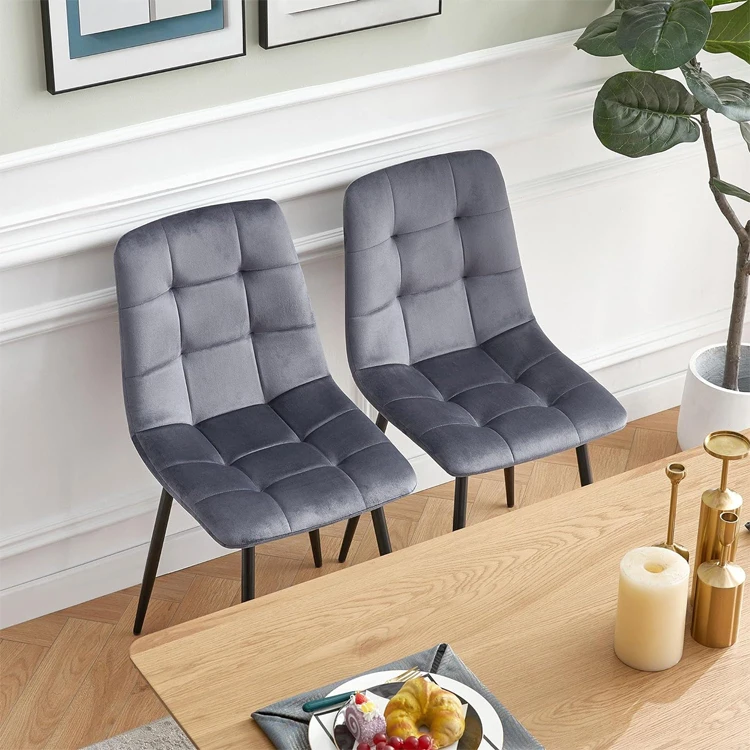 modern luxury restaurant kitchen dining room furniture metal frame nordic upholstered velvet fabric dining chairs for table