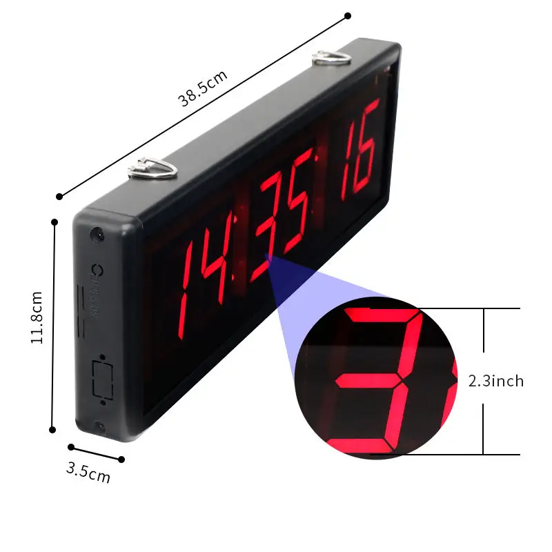 ZX 2.3 Inch 6 Digit Led School Clock Digital Classroom Timer Ir Wireless Remote Control 12h / 24h Time Display Gym Sports Timer
