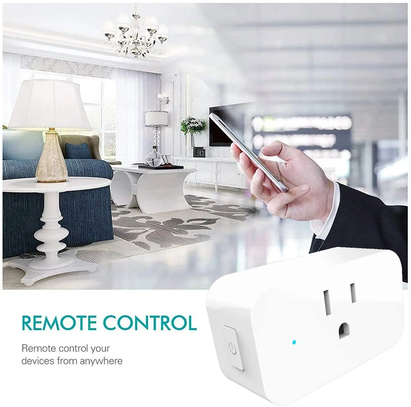US Wireless WiFi Mini Socket Smart Outlet,Compatible with Amazon Alexa and Google Home