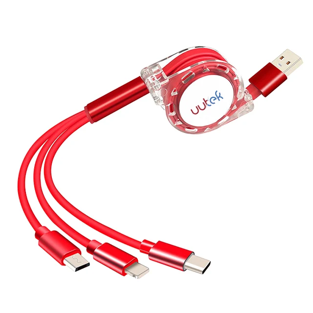  Free Shipping Top1 UUTEK RSZ3 hot sales 3 in 1 usb cable for phone charger retractable