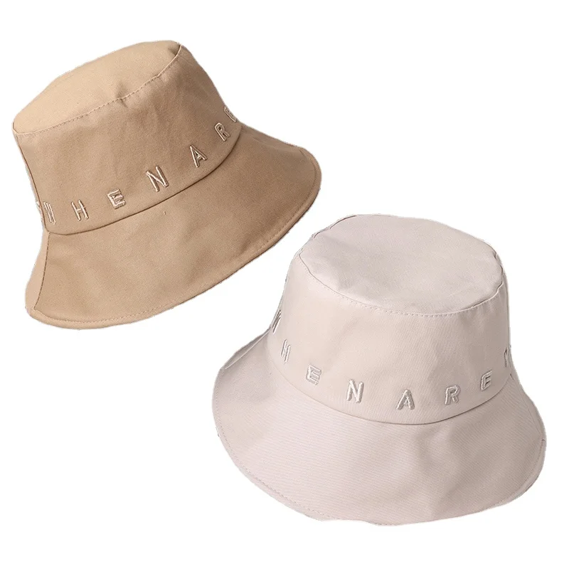 Lady Fisherman Hat With Monochrome Embroidery Outdoor Fashion Sun Shade Hat Spring Sun Block Bucket Hat
