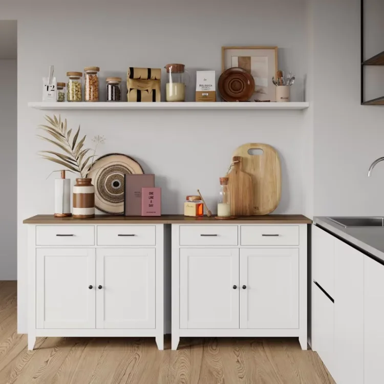 Simple Modern Light Luxury Dining Side Kitchen Storage Cabinet Mini With 2 Drawers And 2 Doors Freestanding Cupboard